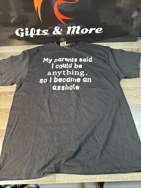 Spencer's Black Tee with White Text Graphic